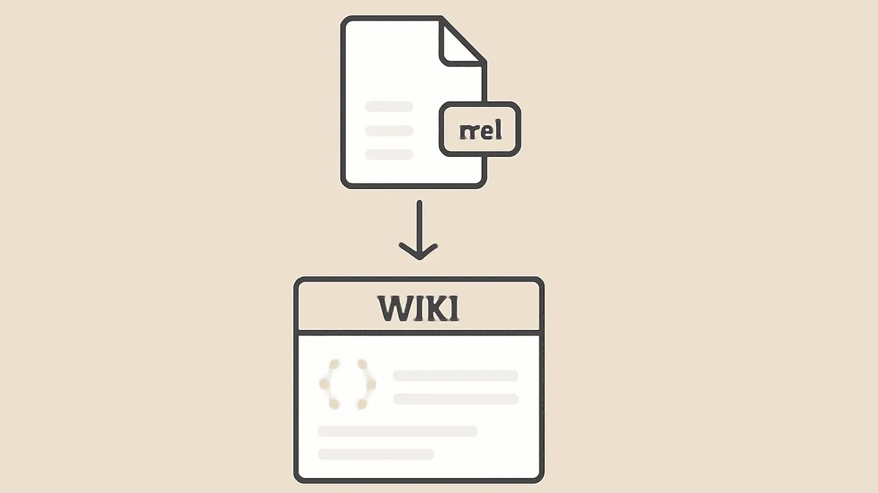 A single .md file dropping into a wiki page slot, illustrating one-file-one-page markdown import